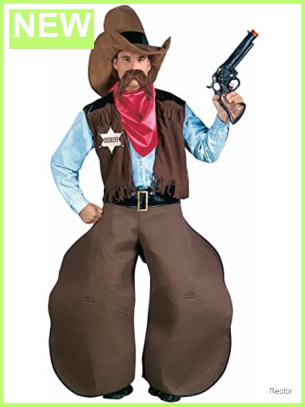 Men's Cowhand Costume with Hat Bandana Vest Chaps